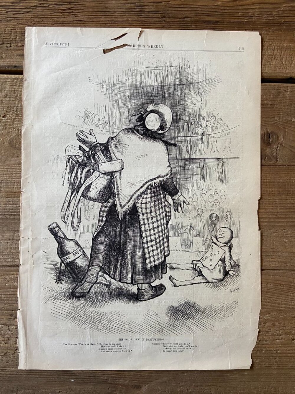 Thomas Nast, Harper's Weekly, Wood Engraving, Political Cartoon